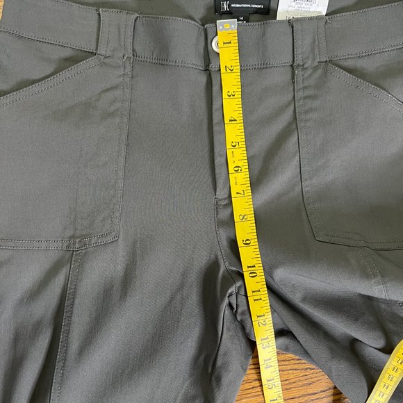 Inc International Concepts Ruched-Hem Cropped Pants, Urban Olive, Size 14 - Picture 4 of 12